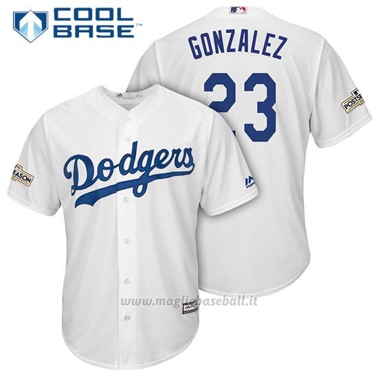 Maglia Baseball Uomo Los Angeles Dodgers 2017 Postseason Adrian Gonzalez Bianco Cool Base